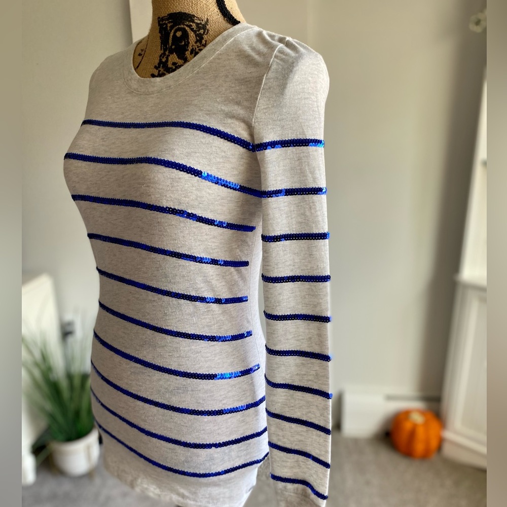 NEW! Victoria’s Secret PINK Sequin Stripe Lightweight Tee